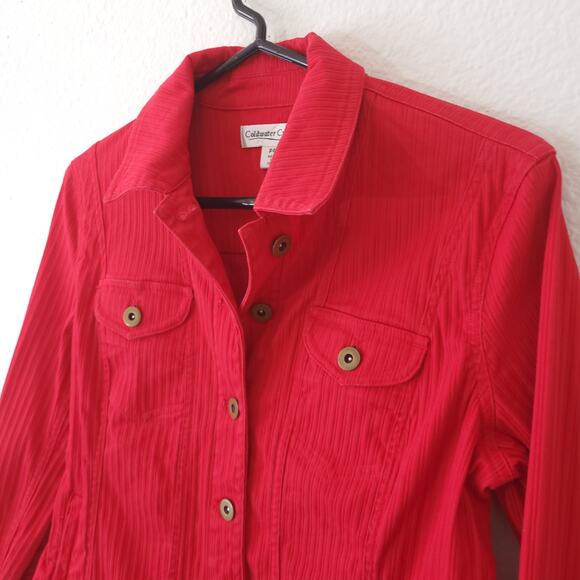 Coldwater Creek short cropped Jacket Womens Petite 4 Red Casual Button U… - Picture 6 of 15